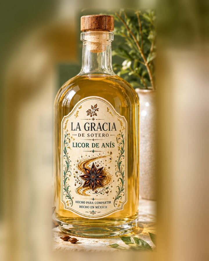 Botella de Licor de Anís de La Gracia de Sotero
