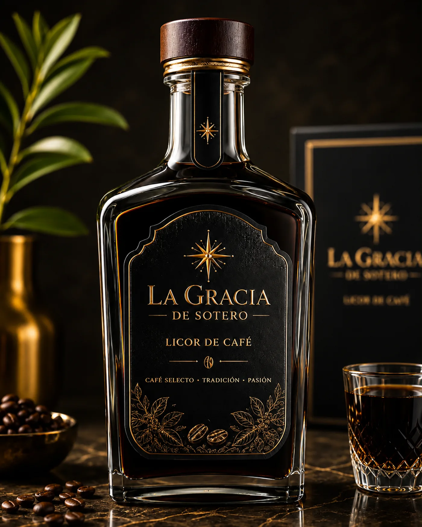 Botella de La Gracia de Sotero, licor de café